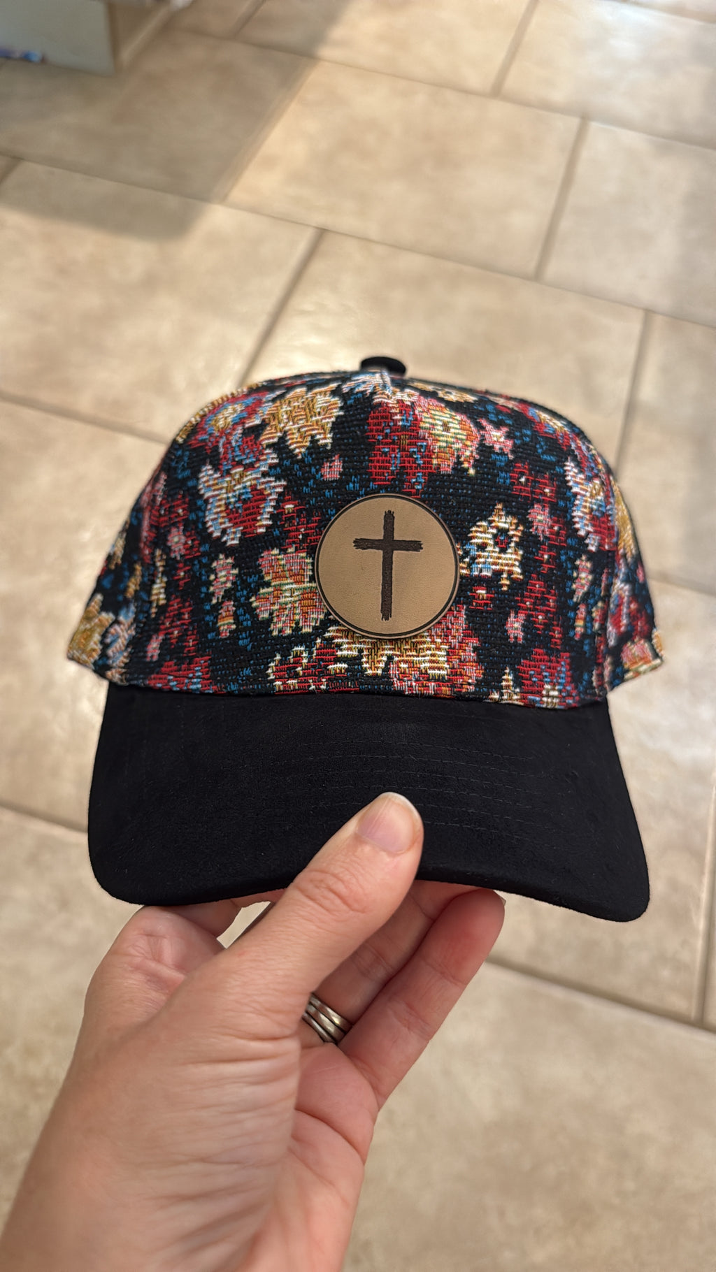 Dark Floral Tapestry Jacquard Hat