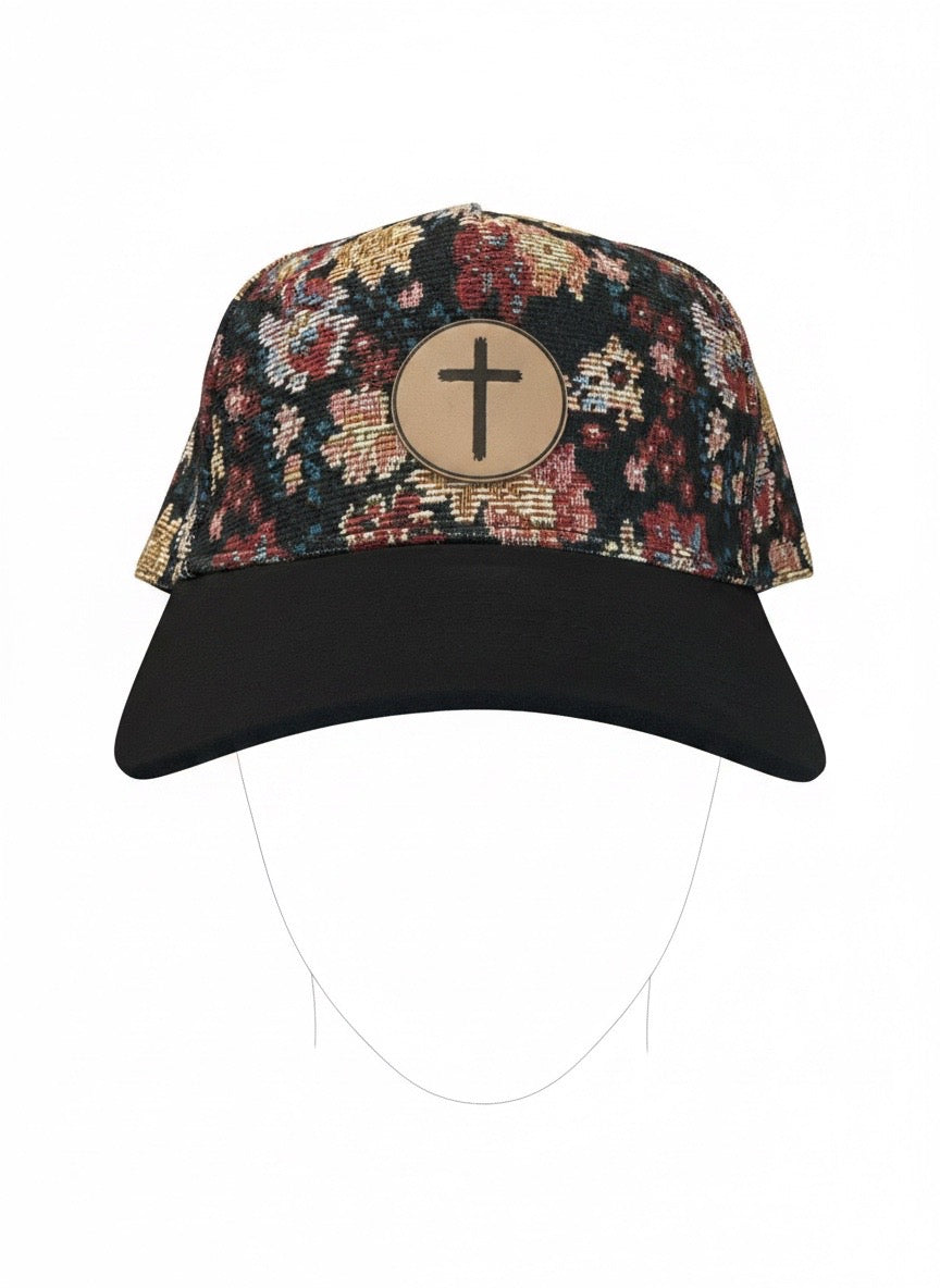 Dark Floral Tapestry Jacquard Hat